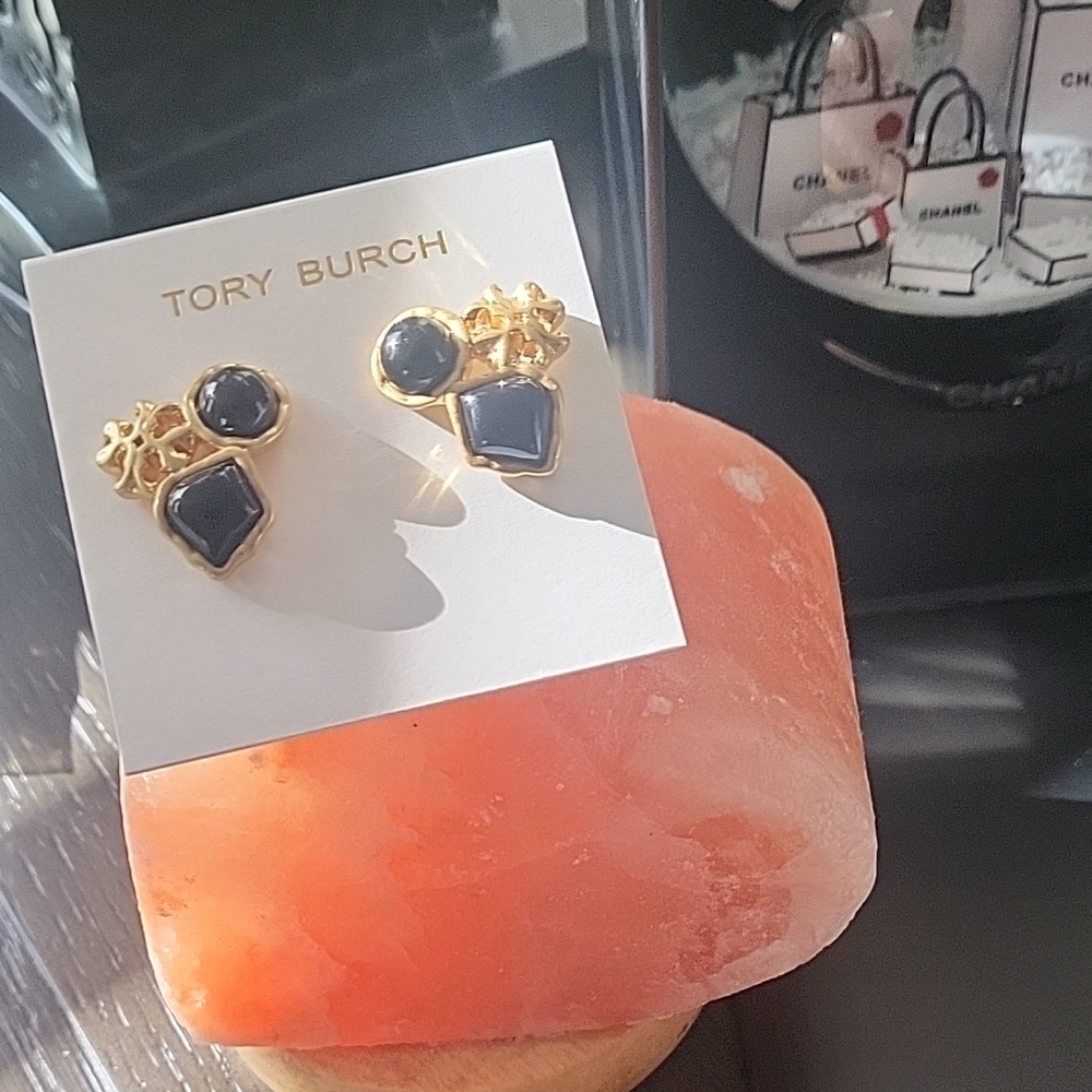 Tory Burch Gold and Black Earrings
